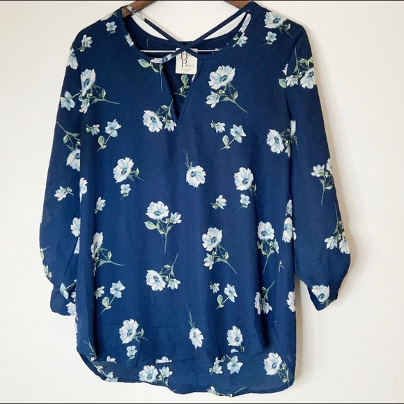 ANTHROPOLOGIE Blouse Long Sleeve Blue Floral Slight Sheer Haute Project - Picture 10 of 10